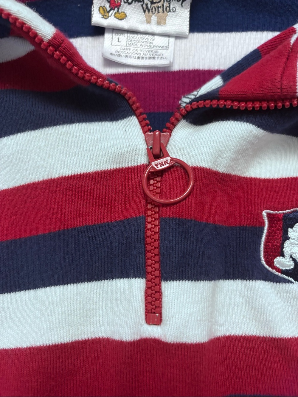 Disney Red, Navy & White Striped Zip Hoodie